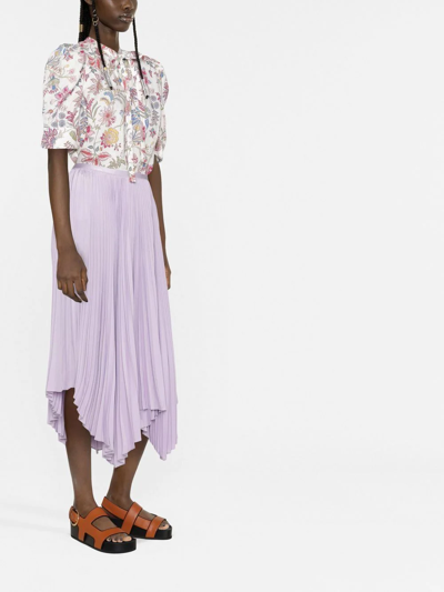 Shop Polo Ralph Lauren Floral-print Linen Blouse In Weiss