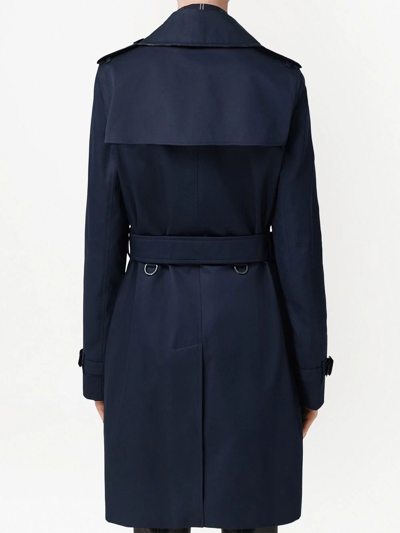 Shop Burberry Mid-length Kensington Heritage Trench In Blue