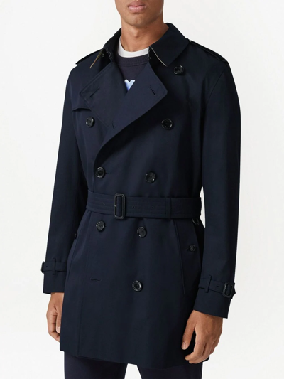 Shop Burberry The Short Kensington Heritage Trench Coat In Blue