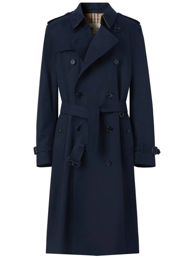 Burberry Long Kensington Heritage Trench Coat In Blue | ModeSens
