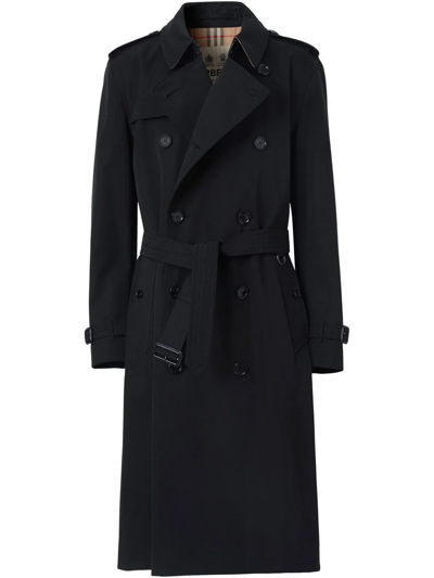 Burberry Kensington Heritage Long Trench Coat In Schwarz