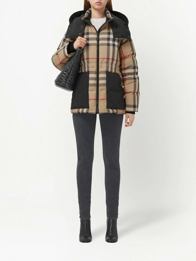Shop Burberry Vintage Check Padded Jacket In Brown