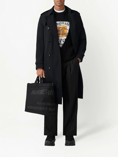 Burberry Kensington Heritage Long Trench Coat In Schwarz
