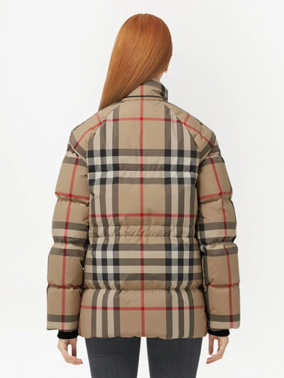 Shop Burberry Vintage Check Padded Jacket In Brown