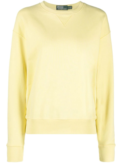 Shop Polo Ralph Lauren Long-sleeved Cotton Sweatshirt In Gelb