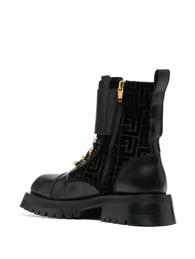 Shop Balmain Embossed-button Detail Ankle Boots In Black