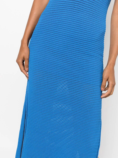 Shop Frame Sleeveless Crochet-knit Maxi Dress In Blue