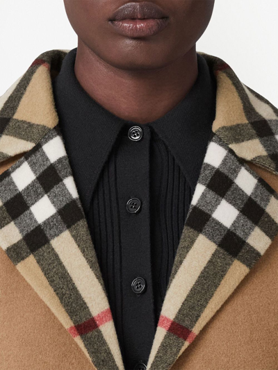 Shop Burberry Reversible Check Wool Coat In Neutrals