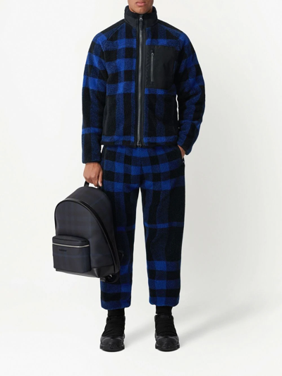 Burberry Checked Elasticated-waist Jogging Pants In Blue