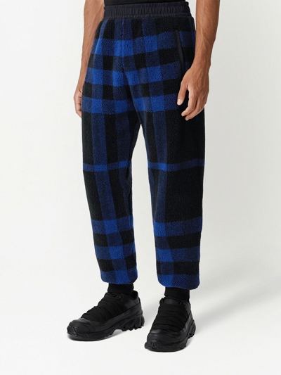 Burberry Checked Elasticated-waist Jogging Pants In Blue