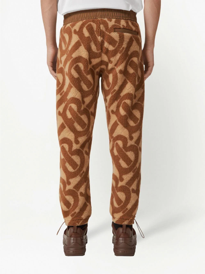 Burberry Tapered Twill-trimmed Logo-print Fleece Sweatpants In Neutrals