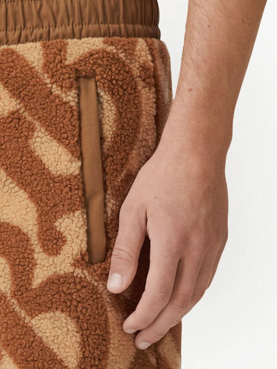 Burberry Tapered Twill-trimmed Logo-print Fleece Sweatpants In Neutrals