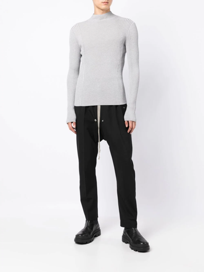 Shop Dion Lee Reflective Ribbed-knit Jumper In Grau