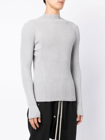 Shop Dion Lee Reflective Ribbed-knit Jumper In Grau