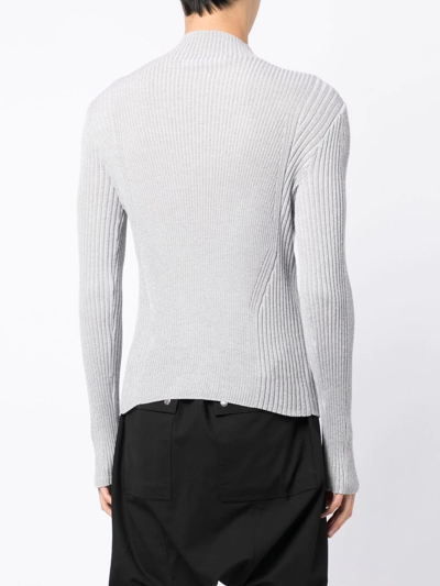 Shop Dion Lee Reflective Ribbed-knit Jumper In Grau