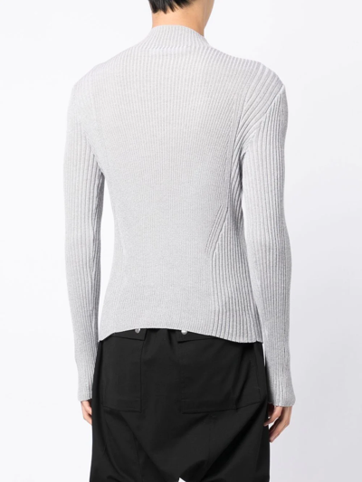 Dion Lee Silver Reflective Skivvy Turtleneck In Grau