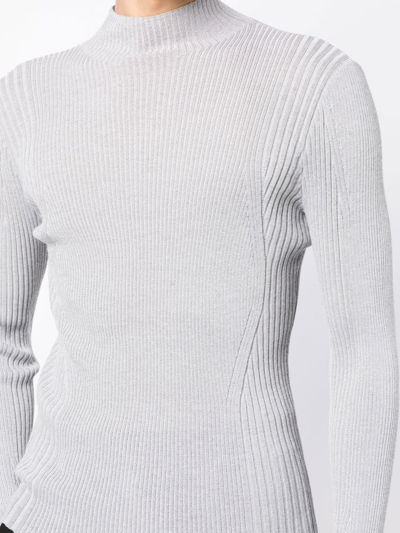 Dion Lee Silver Reflective Skivvy Turtleneck In Grau