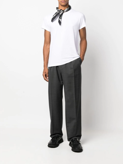 Jil Sander V-neck Cotton T-shirt In Weiss