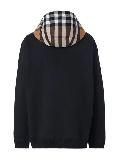 Shop Burberry Check-pattern Zip-up Hoodie In Black