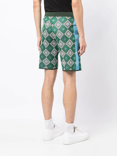 Shop Ahluwalia Geometric-pattern Knitted Shorts In Grün