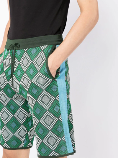 Shop Ahluwalia Geometric-pattern Knitted Shorts In Grün