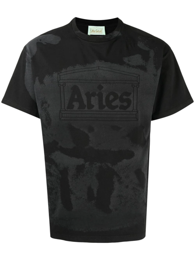 Shop Aries Mega Temple Bleached-print T-shirt In Grau