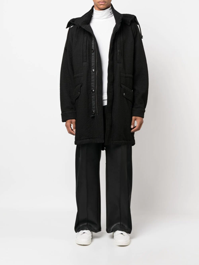 Shop Amiri Drawstring-hooded Zipped-up Parka Coat In Schwarz