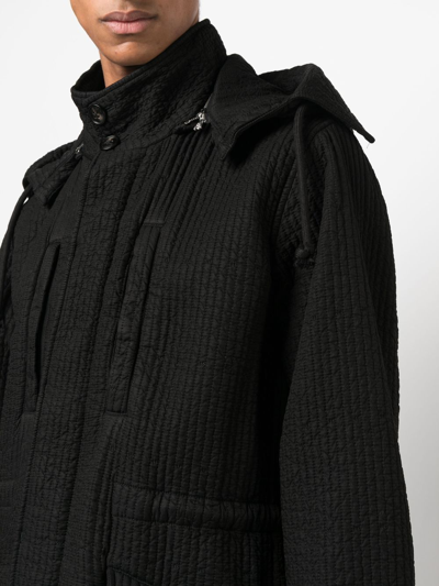 Shop Amiri Drawstring-hooded Zipped-up Parka Coat In Schwarz