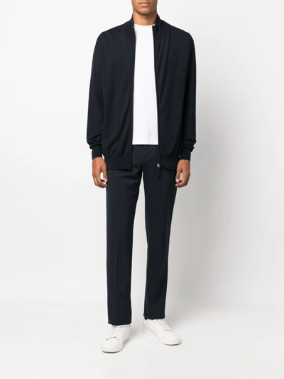 Billionaire Crest Cashmere-blend Zip-up Jumper In Blau