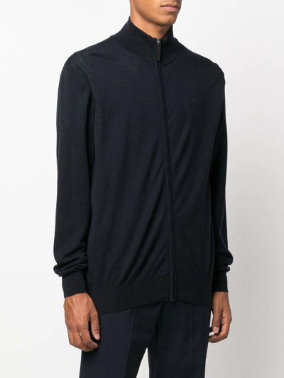 Shop Billionaire Crest Cashmere-blend Zip-up Jumper In Blau