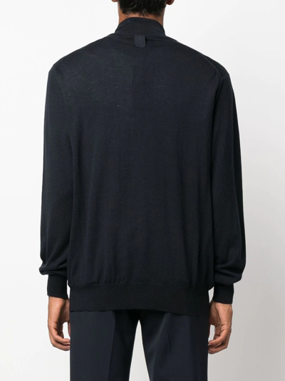 Billionaire Crest Cashmere-blend Zip-up Jumper In Blau