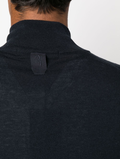 Billionaire Crest Cashmere-blend Zip-up Jumper In Blau