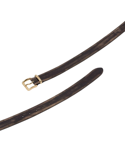 Shop Miu Miu Distressed Leather Belt In Braun