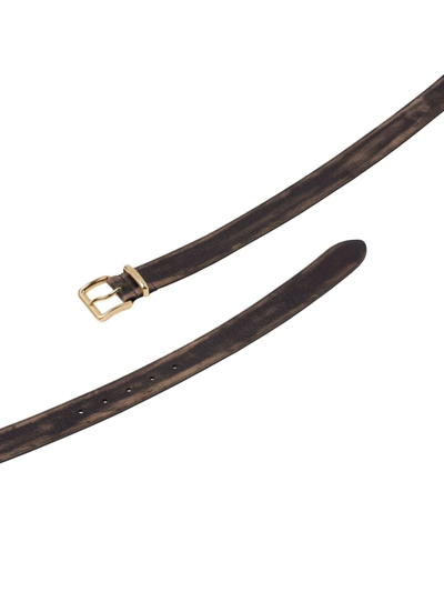 Miu Miu Distressed Leather Belt In Nero