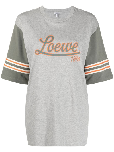 Shop Loewe Logo-print Cotton T-shirt In Grey