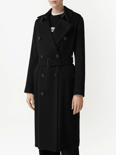 Burberry Cashmere Kensington Trench Coat In Schwarz