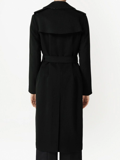 Burberry Cashmere Kensington Trench Coat In Schwarz