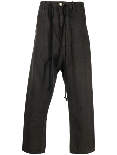 Shop Uma Wang Drawstring-fastening Waistband Trousers In Braun