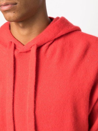 Shop Laneus Knitted Ribbed-trim Hoodie In Orange