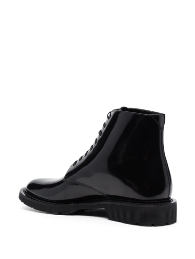 Shop Saint Laurent Lace-up Leather Ankle Boots In Schwarz