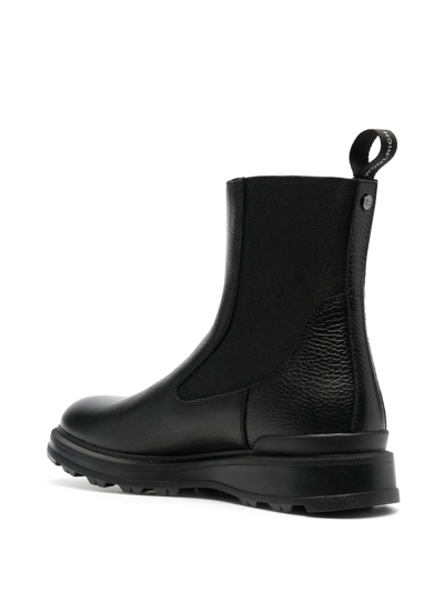 Shop Woolrich Leather Chelsea Boots In Schwarz