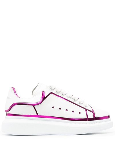 Oversized Sneakers In White And Metallic Pink