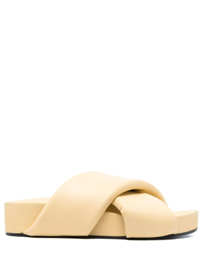 Shop Jil Sander Crossover Strap Chunky Sandals In Gelb