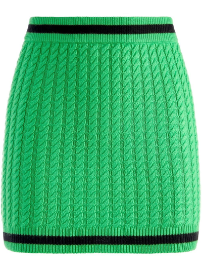 Shop Alice And Olivia Ingrid Cable-knit Mini Skirt In Grün