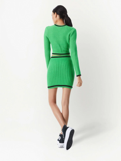 Shop Alice And Olivia Ingrid Cable-knit Mini Skirt In Grün