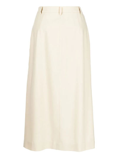 Shop Pushbutton High-waisted Midi Skirt In Weiss