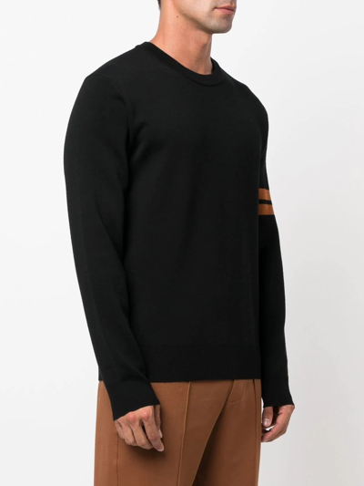 Zegna Crewneck Sweater With Ribbed Cuffs And Hem In Black