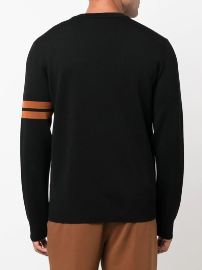 Zegna Crewneck Sweater With Ribbed Cuffs And Hem In Black