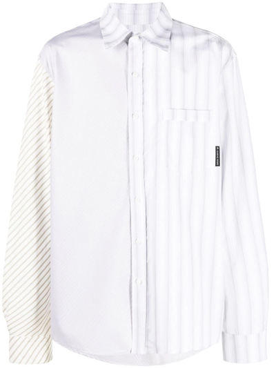 Shop Marine Serre Striped Long-sleeve Shirt In Weiss