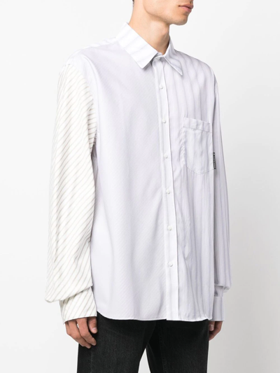 Shop Marine Serre Striped Long-sleeve Shirt In Weiss